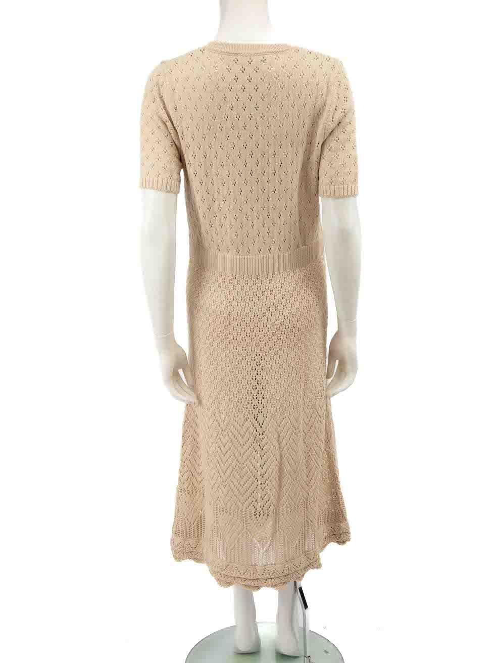 Altuzarra Beige Button Detail Knit Dress Size L In Excellent Condition For Sale In London, GB