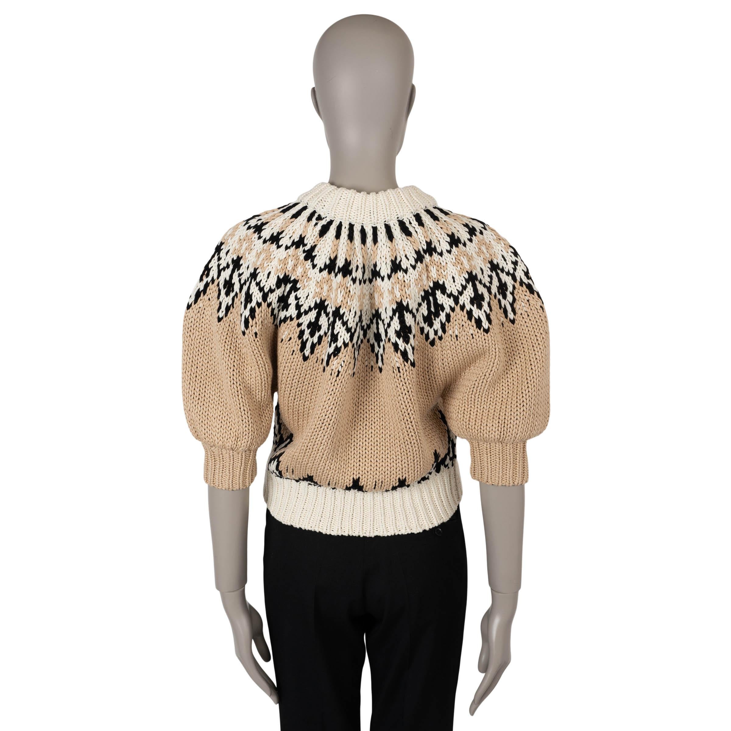 Beige ALTUZARRA beige cotton 2025 MARTY FAIRE ISLE PUFF SLEEVE Sweater XS