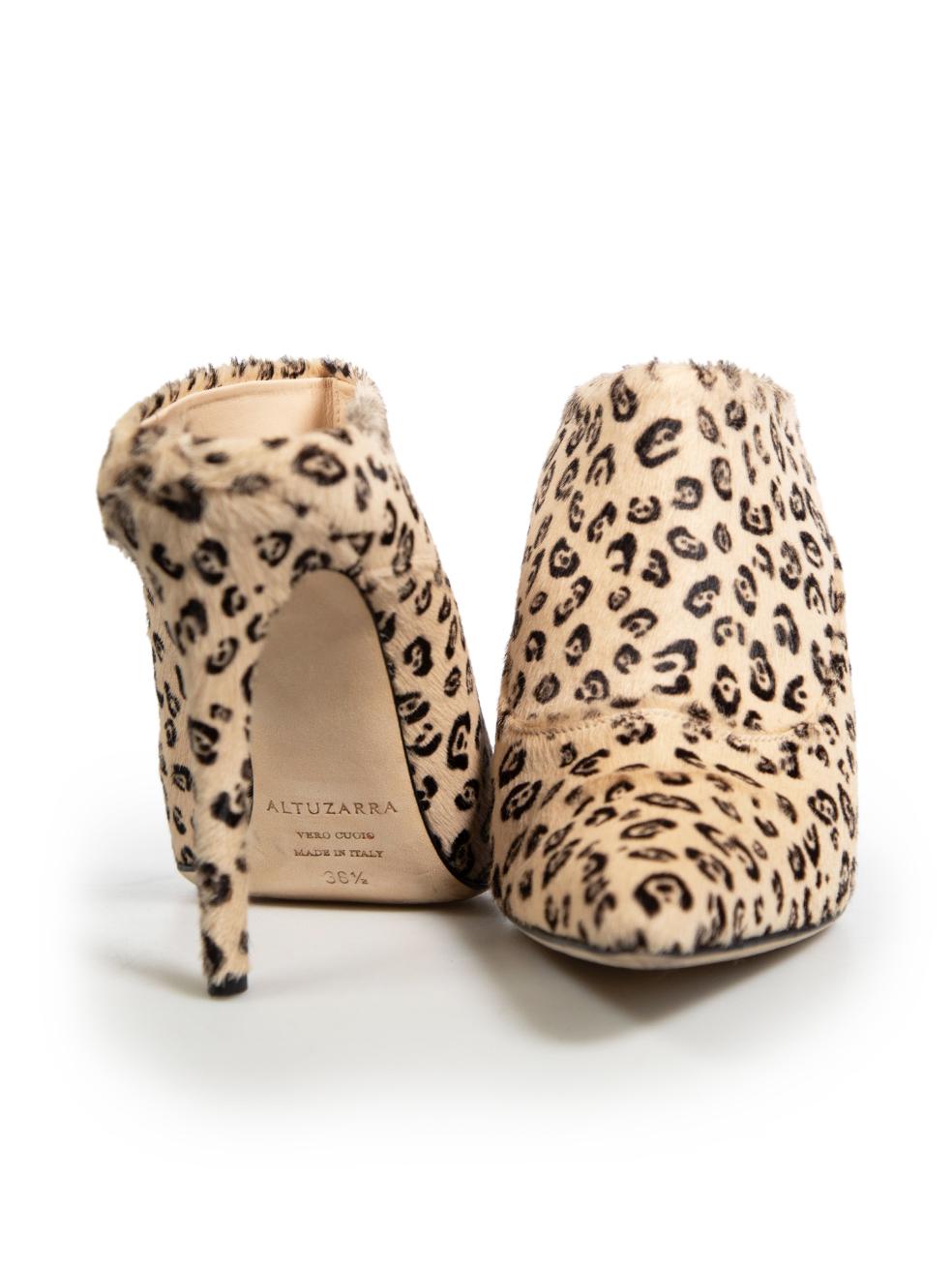 Altuzarra Beige Ponyhair Animal Print Mules Size IT 36.5 In Good Condition For Sale In London, GB