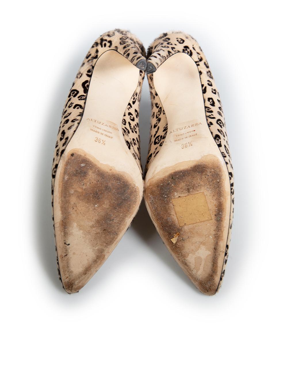 Women's Altuzarra Beige Ponyhair Animal Print Mules Size IT 36.5 For Sale