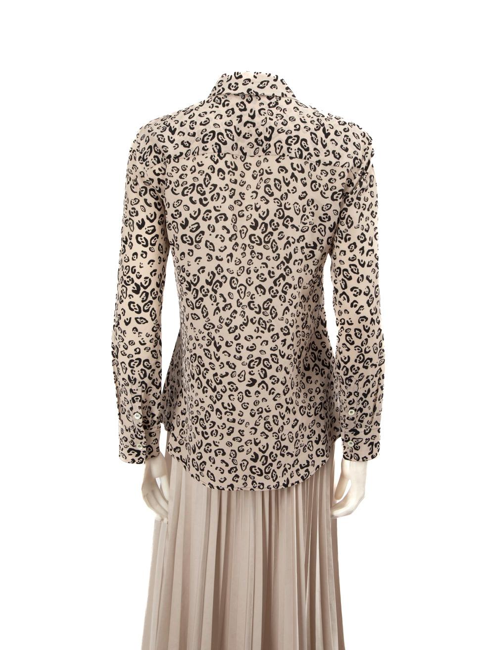 Altuzarra Beige Silk Leopard Print Blouse Size S In Good Condition For Sale In London, GB
