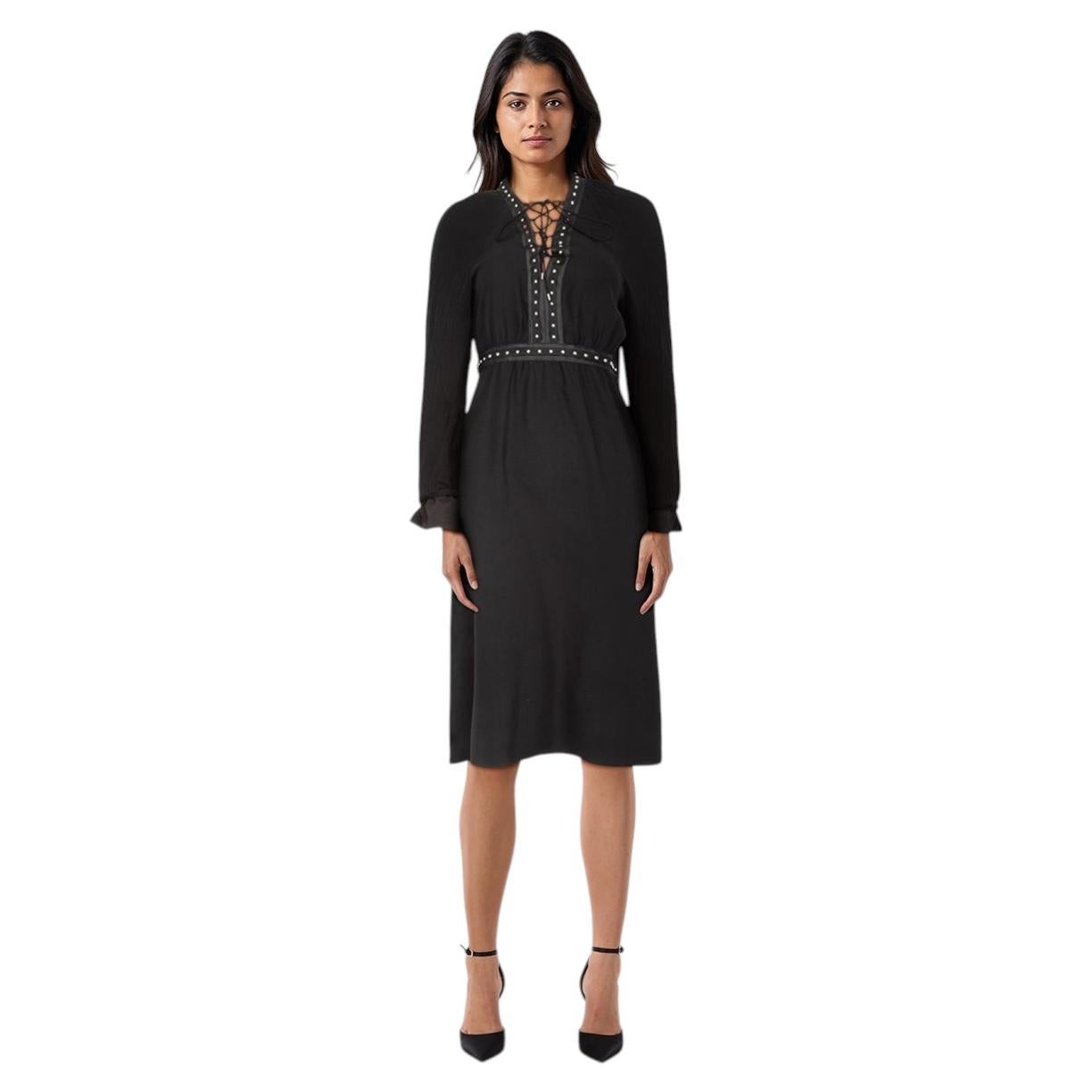 Altuzarra Black Embellished Tie Neck Knee Length Dress Size XL