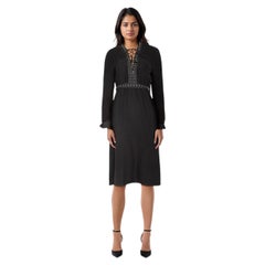 Altuzarra Black Embellished Tie Neck Knee Length Dress Size XL