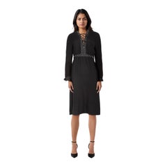 Altuzarra Black Embellished Tie Neck Midi Dress Size XL