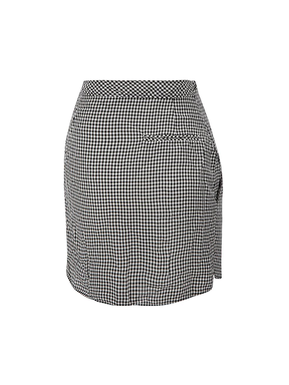 Noir Altuzarra Black Gingham Wrap Mini Skirt Size S en vente
