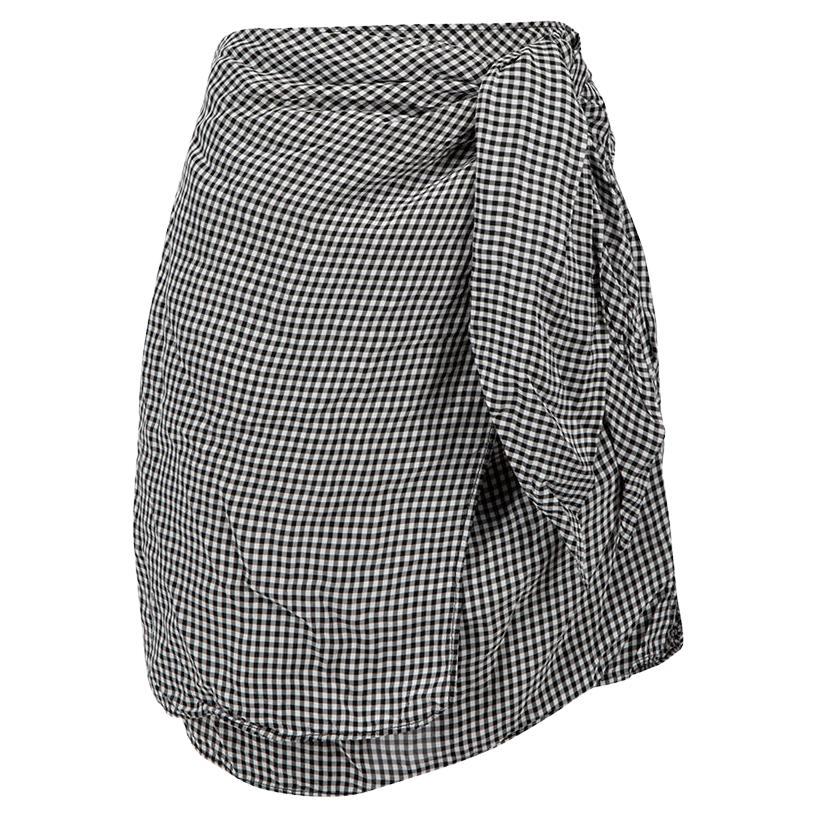 Altuzarra Black Gingham Wrap Mini Skirt Size S For Sale