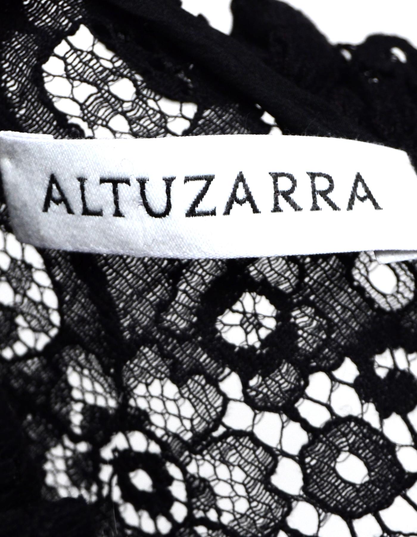 Women's Altuzarra Black Lace Longsleeve Ruffle Dress W/ Slip Sz 42