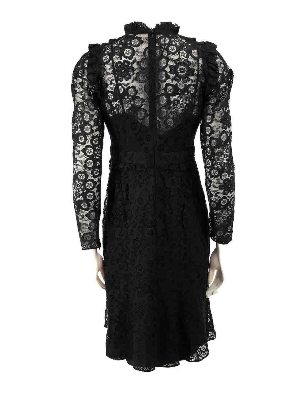 Altuzarra Black Lace Ruffle Trim Dress Size M In Excellent Condition For Sale In London, GB