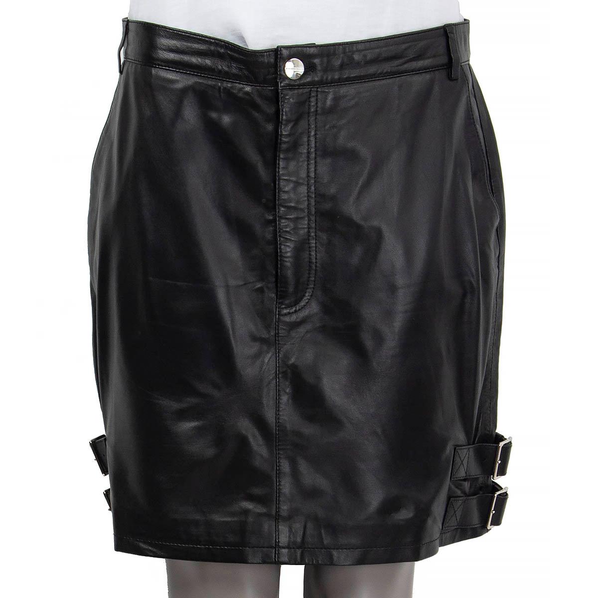 Black ALTUZARRA black leather LAWRENCE BUCKLED Skirt 42 L For Sale