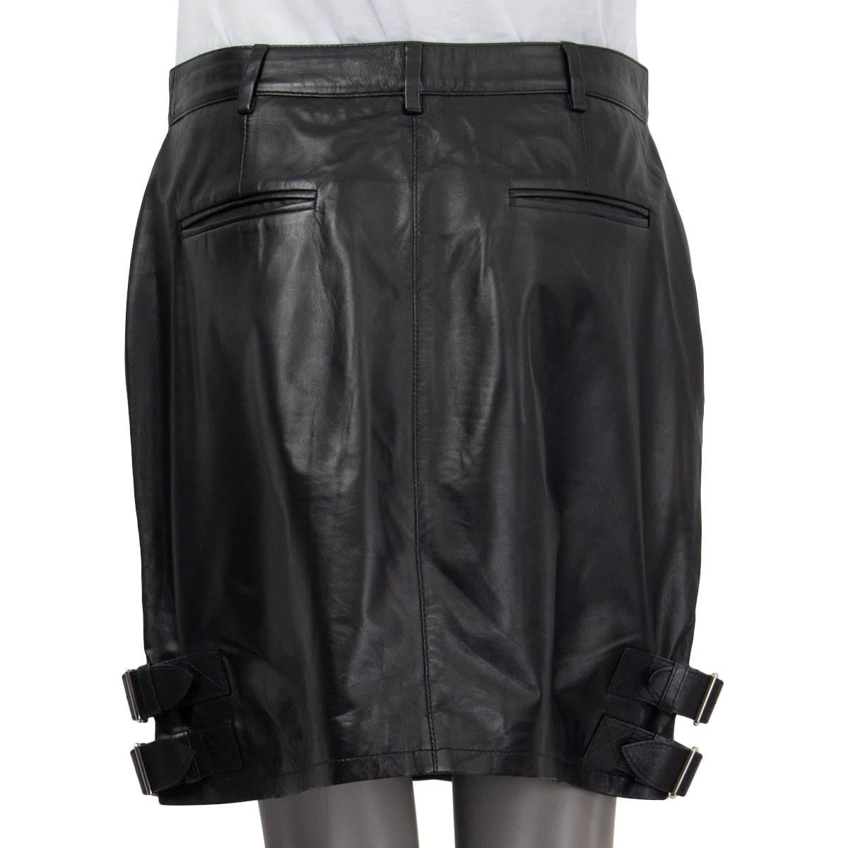 Women's ALTUZARRA black leather LAWRENCE BUCKLED Skirt 42 L For Sale