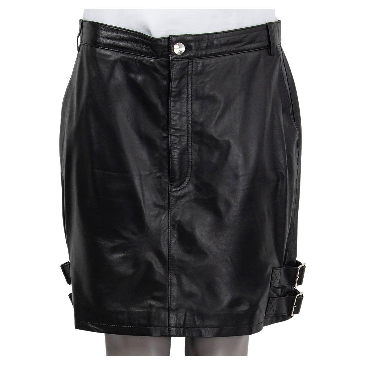 ALTUZARRA black leather LAWRENCE BUCKLED Skirt 42 L For Sale