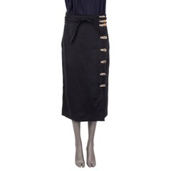ALTUZARRA black linen LOOPE BUTTONS MIDI Skirt 40 M