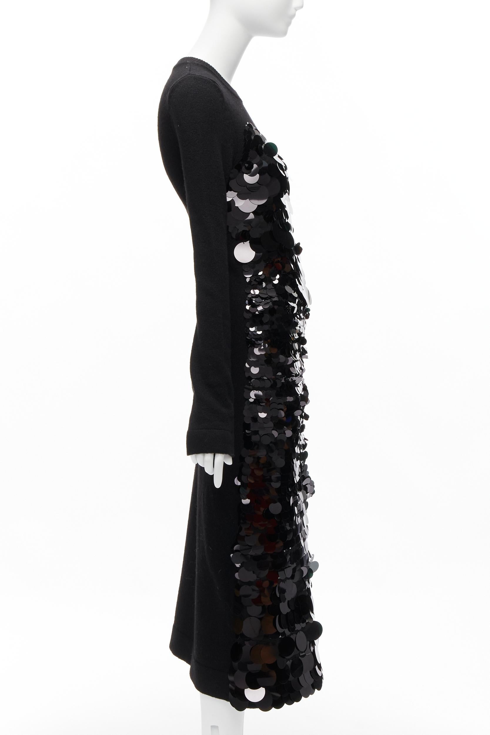 ALTUZARRA black merino wool knit gradient pailette cocktail dress XS In Excellent Condition For Sale In Hong Kong, NT
