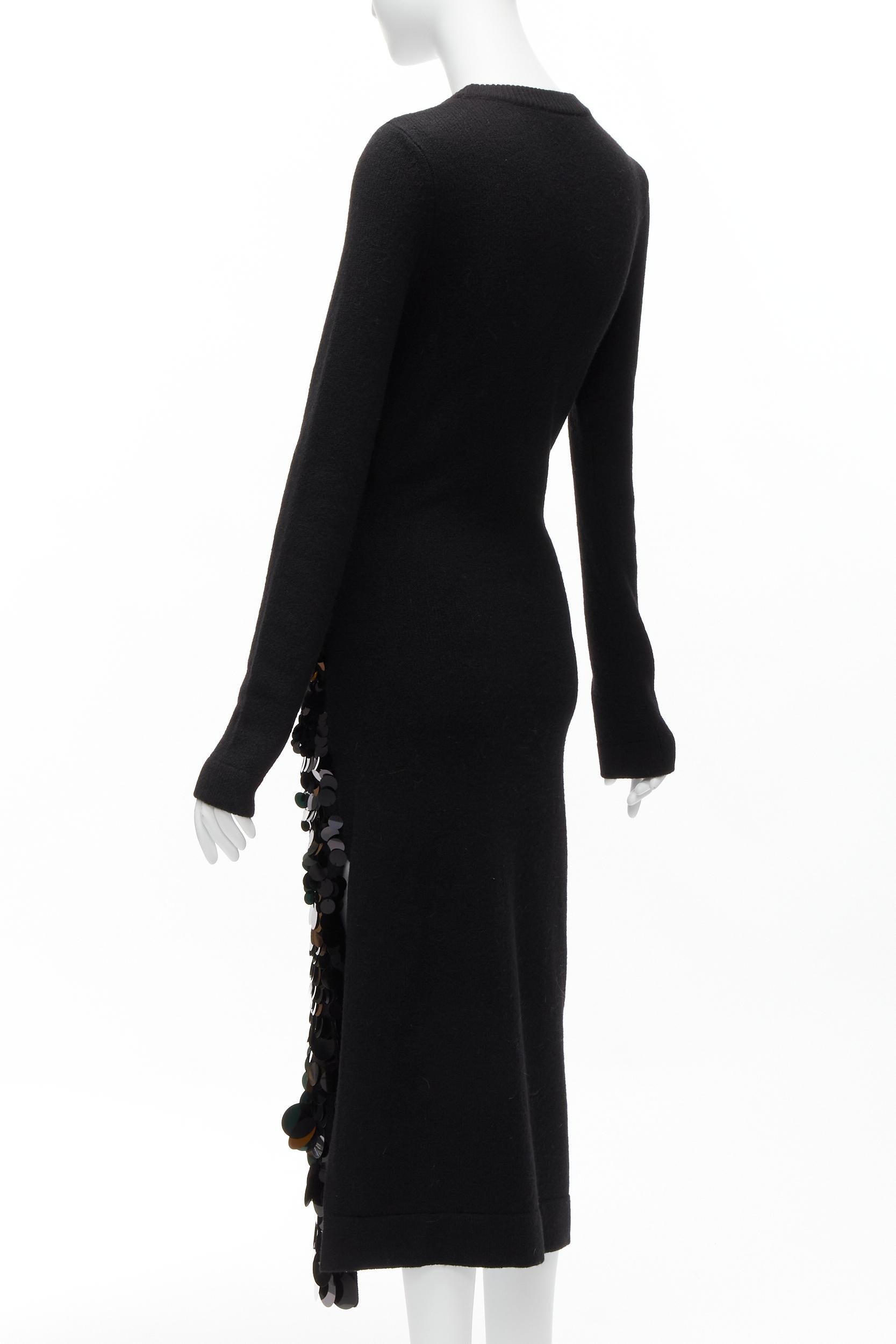 ALTUZARRA black merino wool knit gradient pailette cocktail dress XS For Sale 1