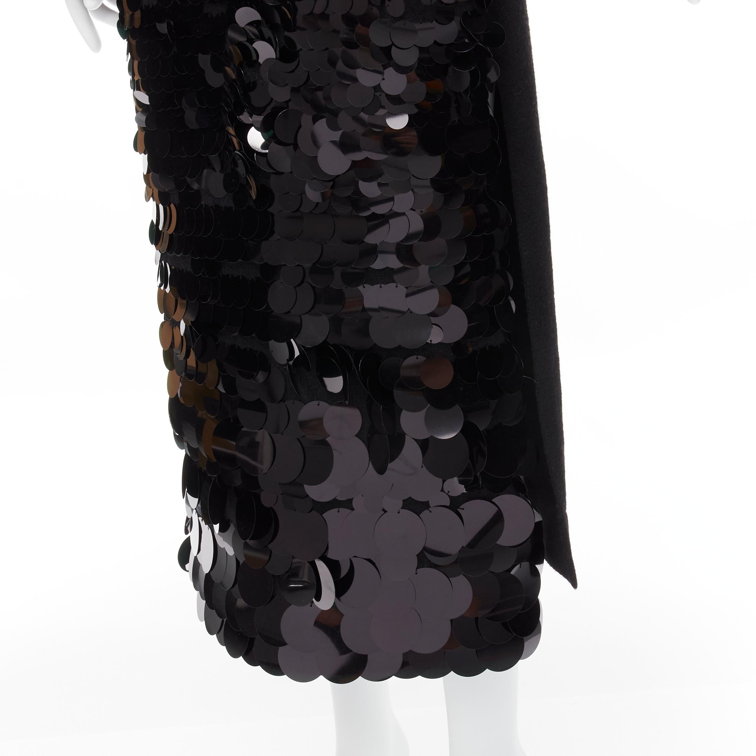 ALTUZARRA black merino wool knit gradient pailette cocktail dress XS For Sale 2