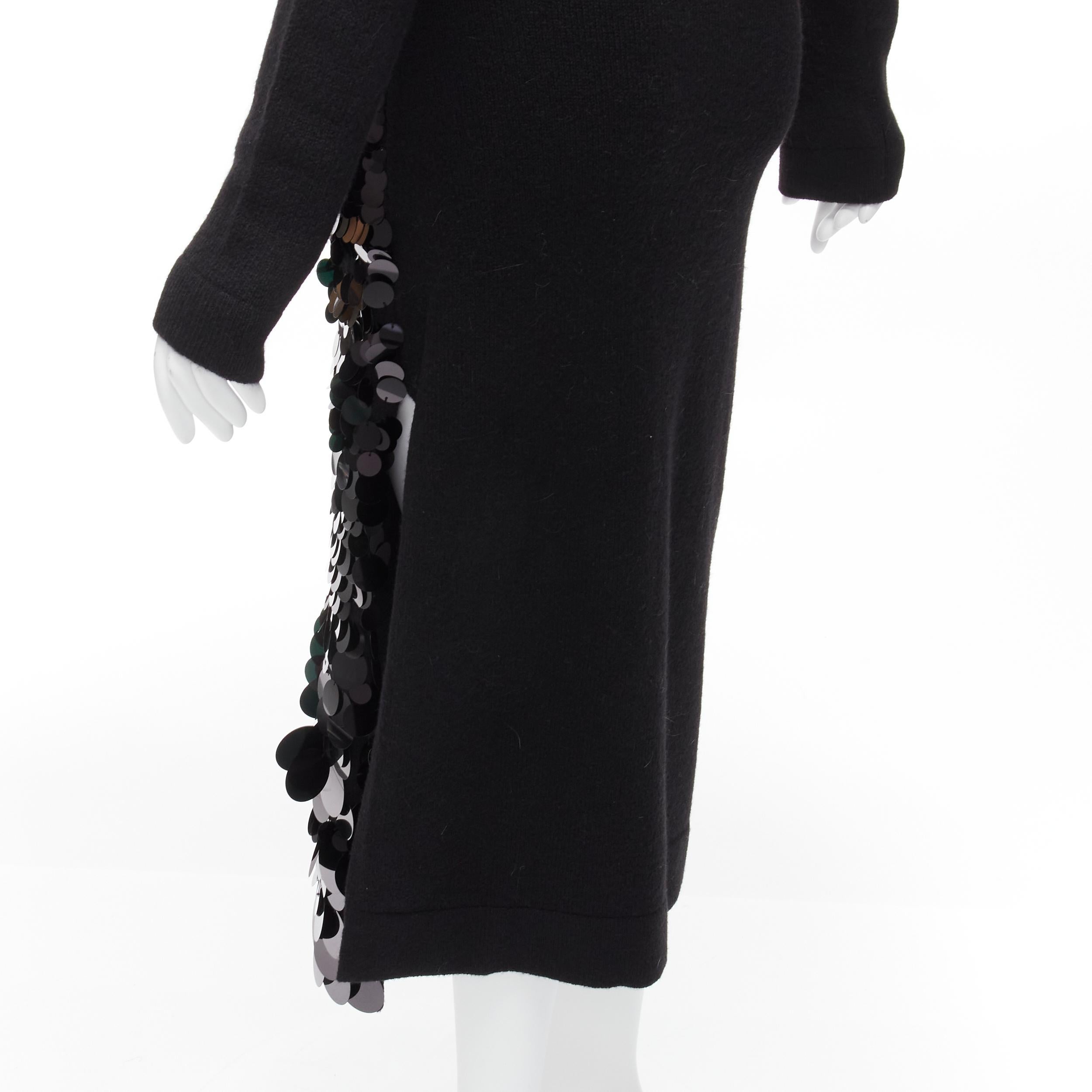 ALTUZARRA black merino wool knit gradient pailette cocktail dress XS For Sale 3