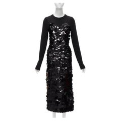 ALTUZARRA black merino wool knit gradient pailette cocktail dress XS