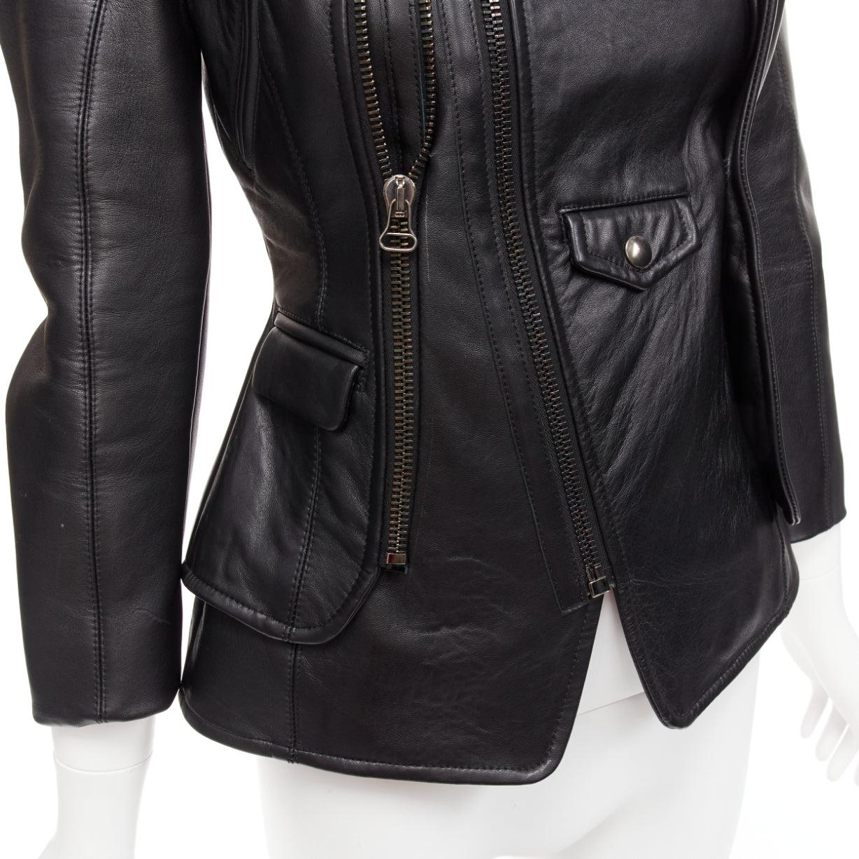 ALTUZARRA black nappa leather double collar deconstructed biker jacket FR34 XS
Reference: SSLG/A00007
Brand: Altuzarra
Material: Leather
Color: Black, Silver
Pattern: Solid
Closure: Zip
Lining: Black Fabric
Extra Details: Stand collar. Single vent.