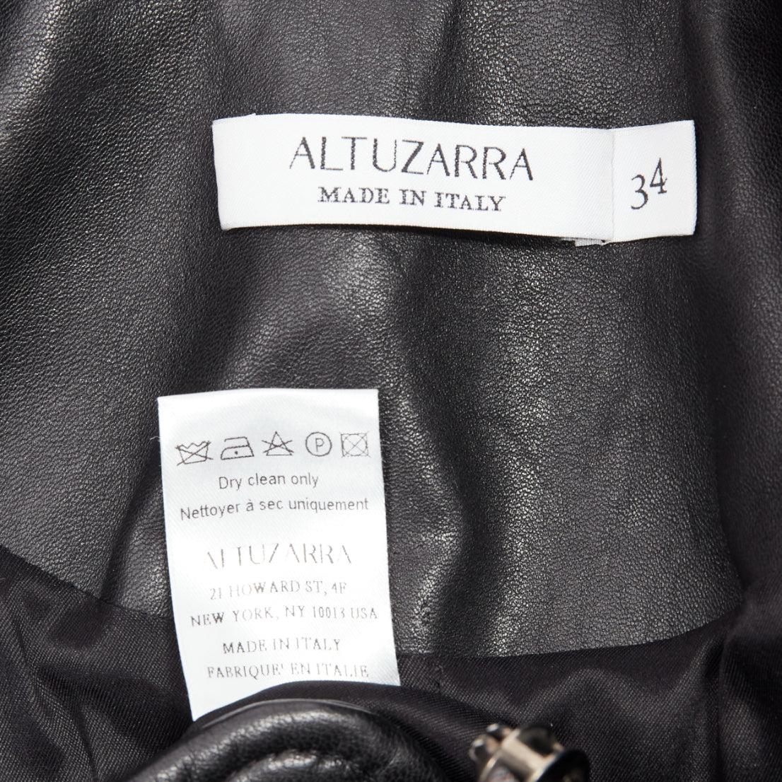 ALTUZARRA black nappa leather double collar deconstructed biker jacket FR34 XS For Sale 5
