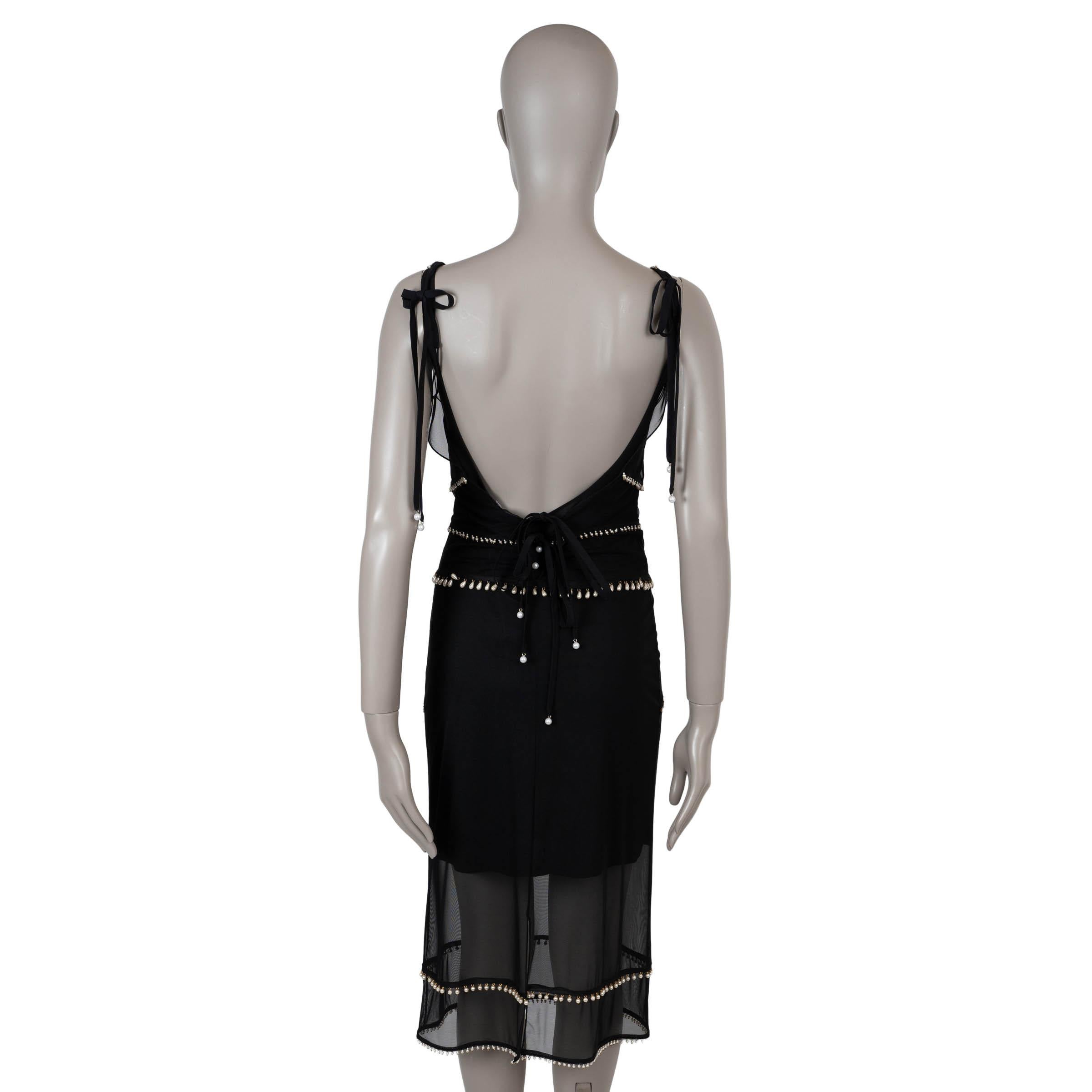 Black ALTUZARRA black silk 2015 GABRIELI PEARL MESH Dress 34 XS For Sale