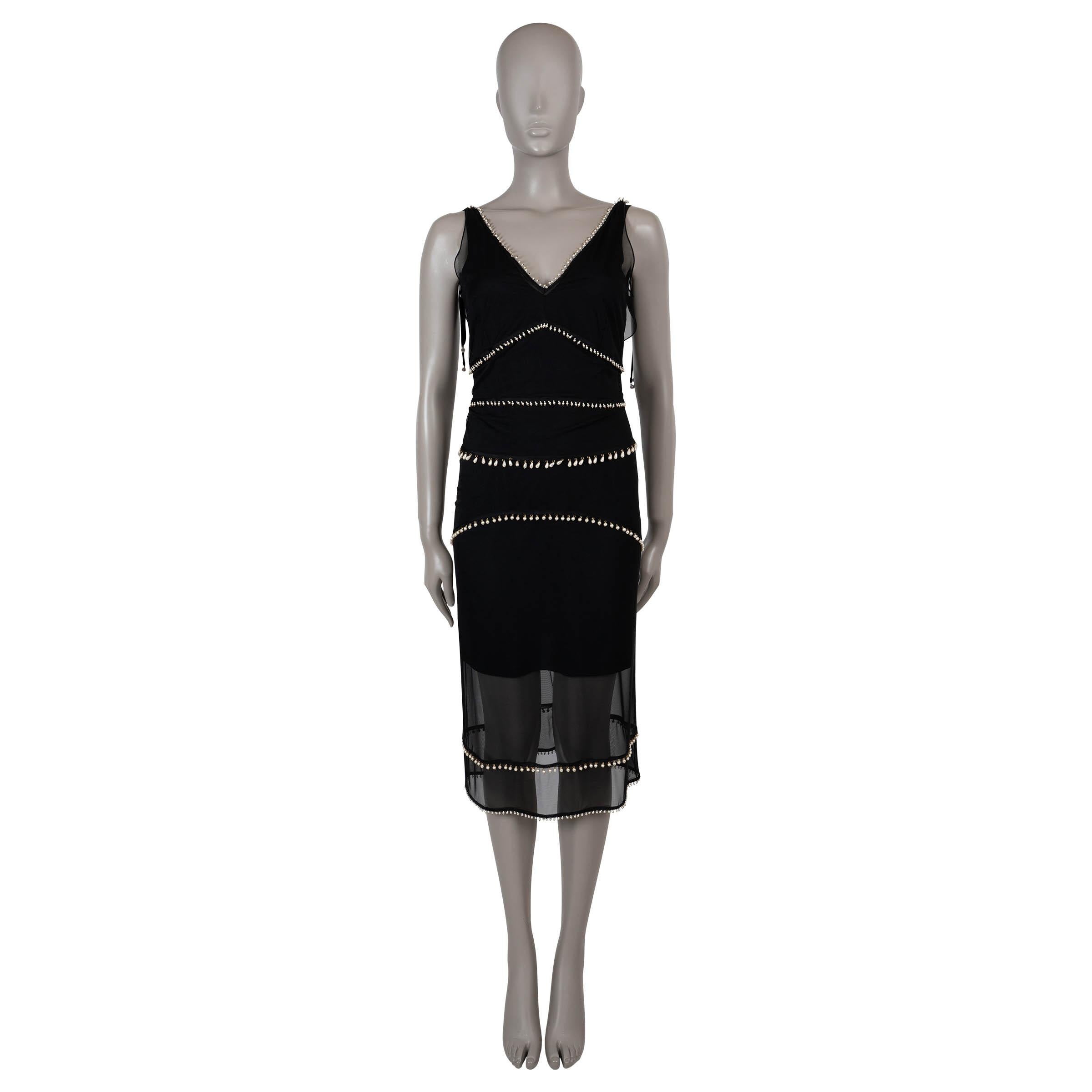 ALTUZARRA black silk 2015 GABRIELI PEARL MESH Dress 34 XS In New Condition For Sale In Zürich, CH