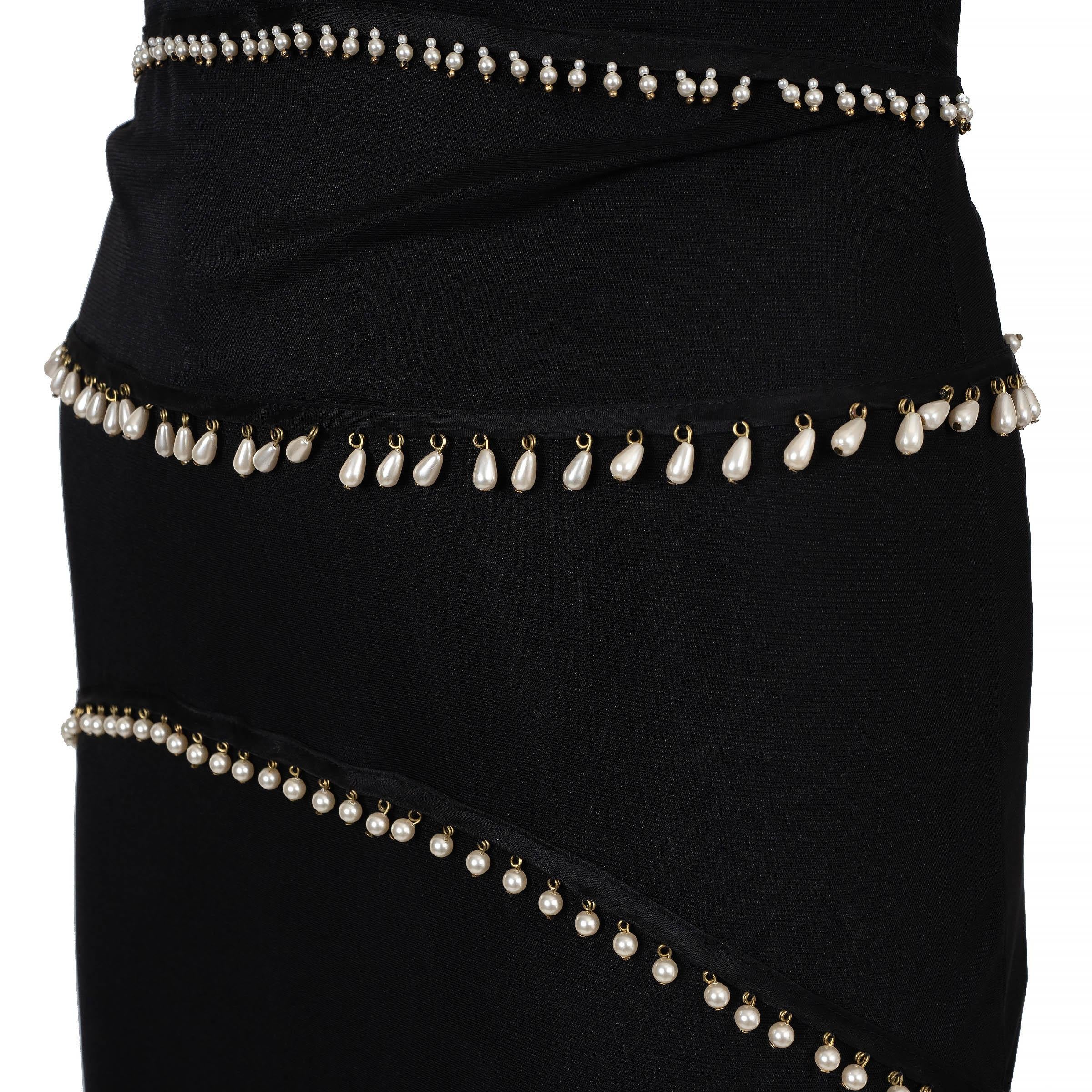 ALTUZARRA black silk 2015 GABRIELI PEARL MESH Dress 34 XS For Sale 1