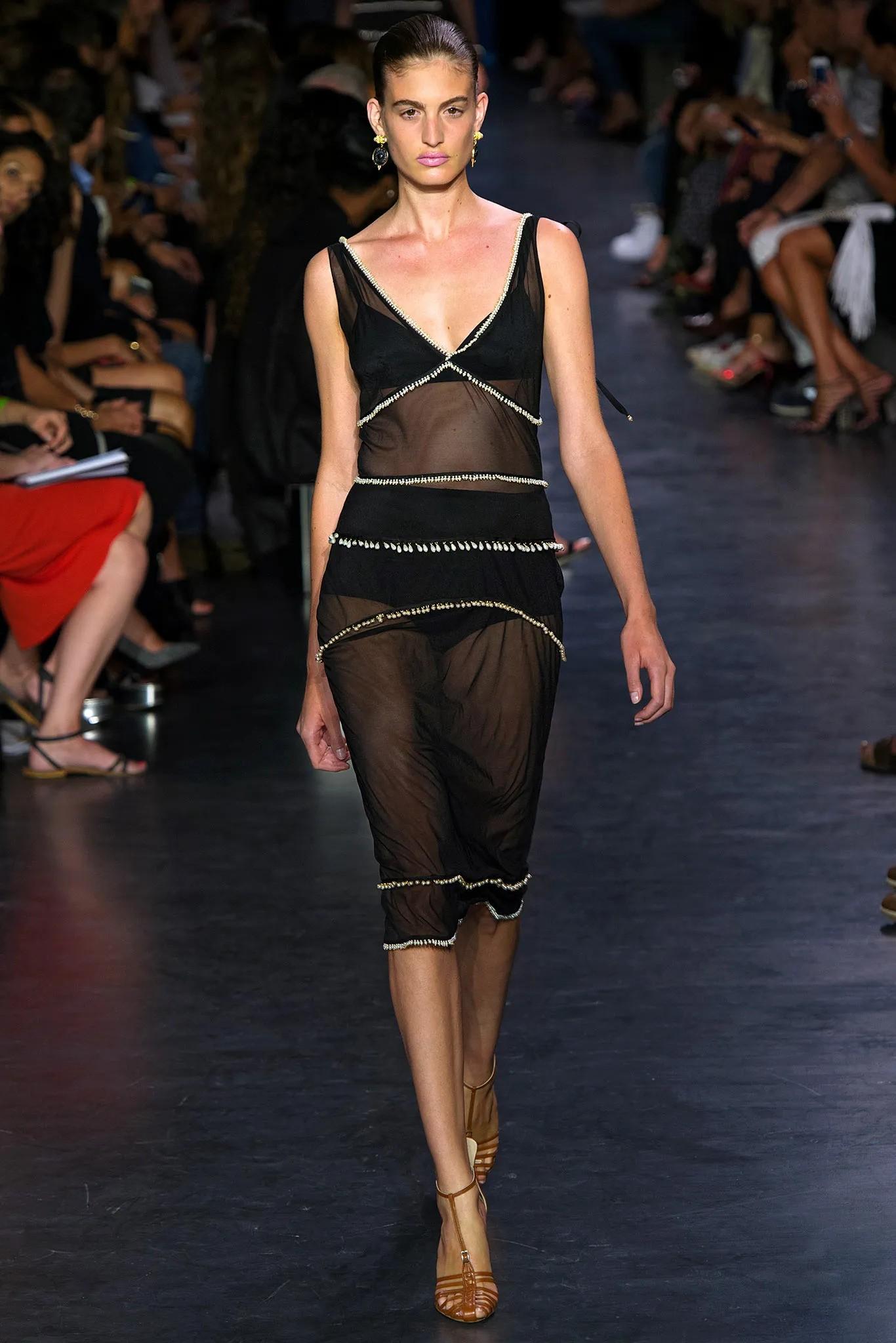 ALTUZARRA black silk 2015 GABRIELI PEARL MESH Dress 34 XS For Sale 3