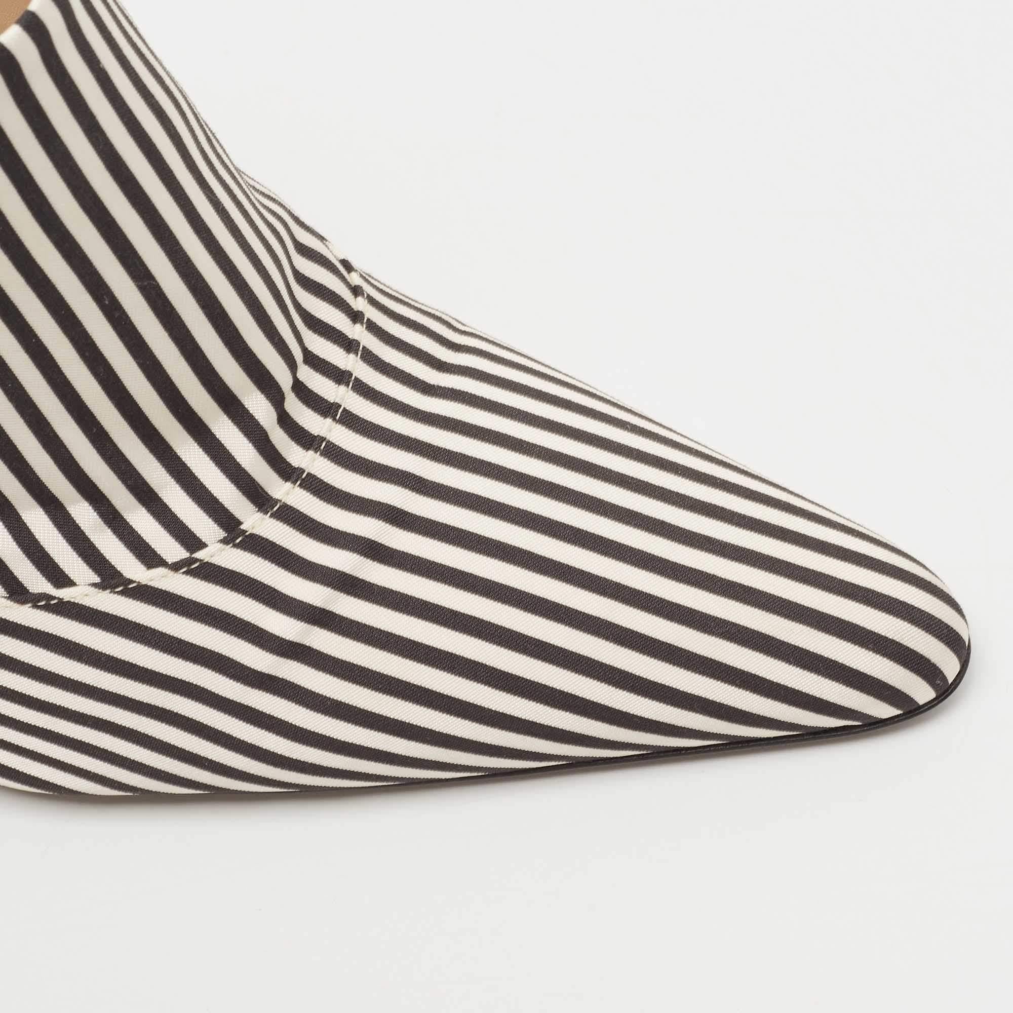 Altuzarra Black/White Fabric Striped Mules Size 38.5 For Sale 2