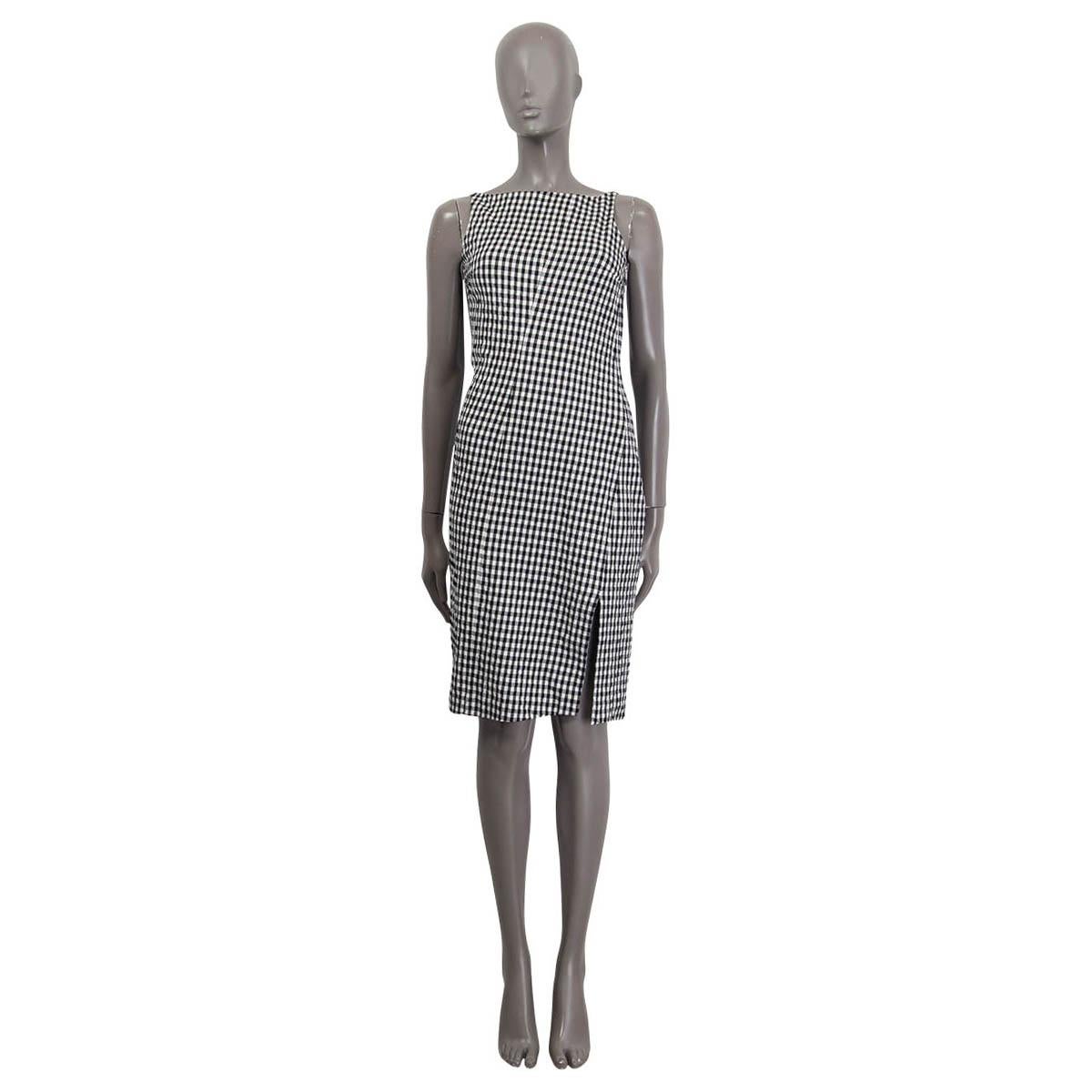 100% authentic Altuzarra 'Nerissa' sleeveless gingham dress in black and white cotton (98%) and elastane (2%). Features a slit on the side. Opens with a concealed zipper and a hook at the side. Unlined. Has been worn and is in excellent
