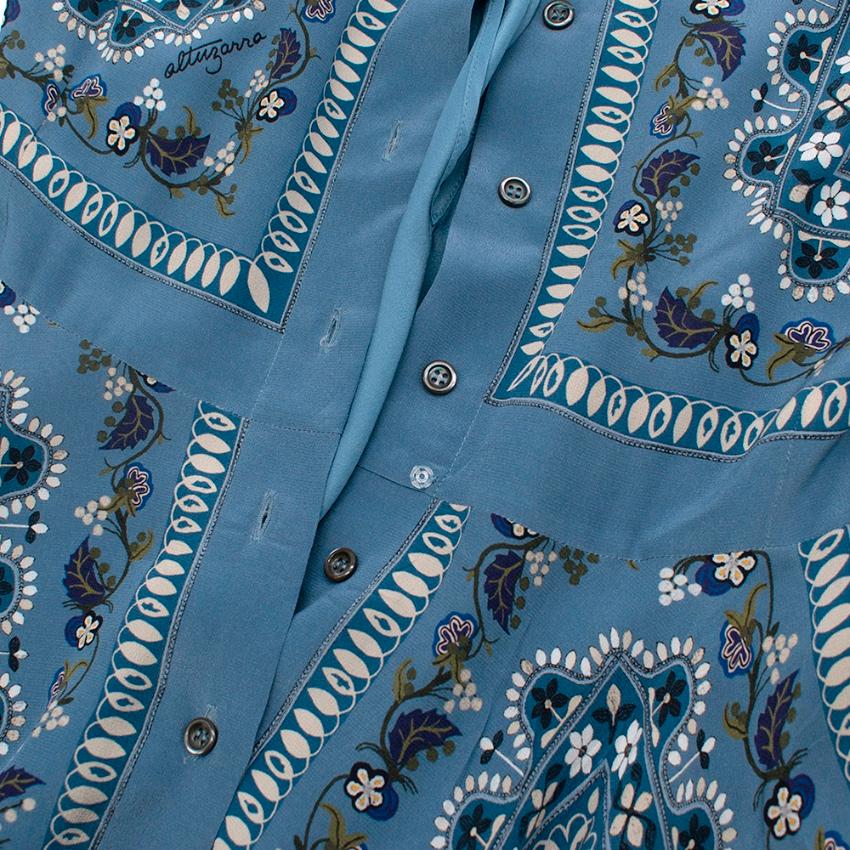 Women's Altuzarra Blue Multi-Print Shirt Midi Dress - Size US 4