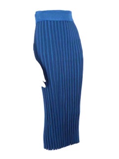 Altuzarra Blue Ribbed Midi Knit Skirt Size S