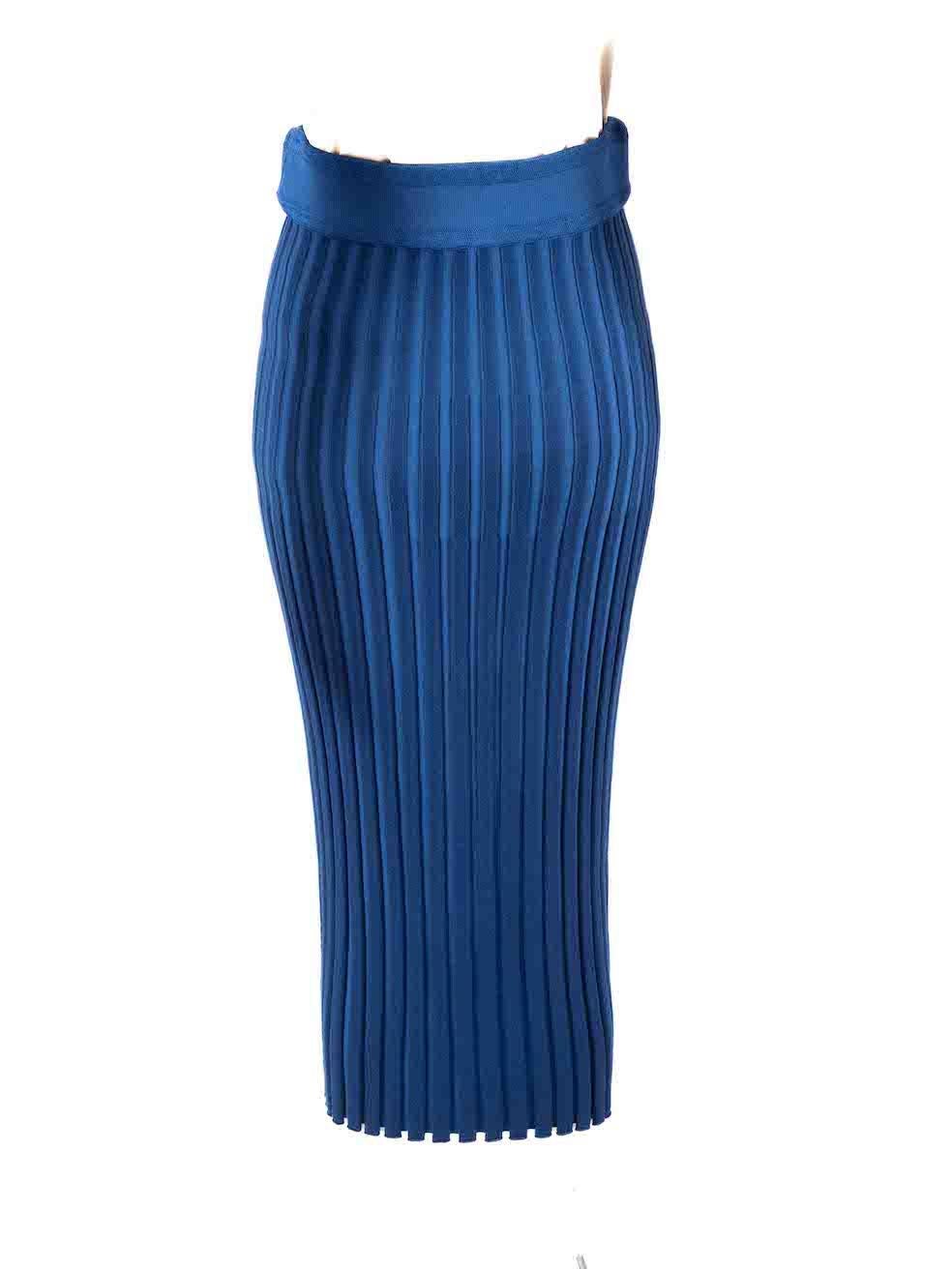 Altuzarra Blue Ribbed Midi Knit Skirt Size S In New Condition For Sale In London, GB