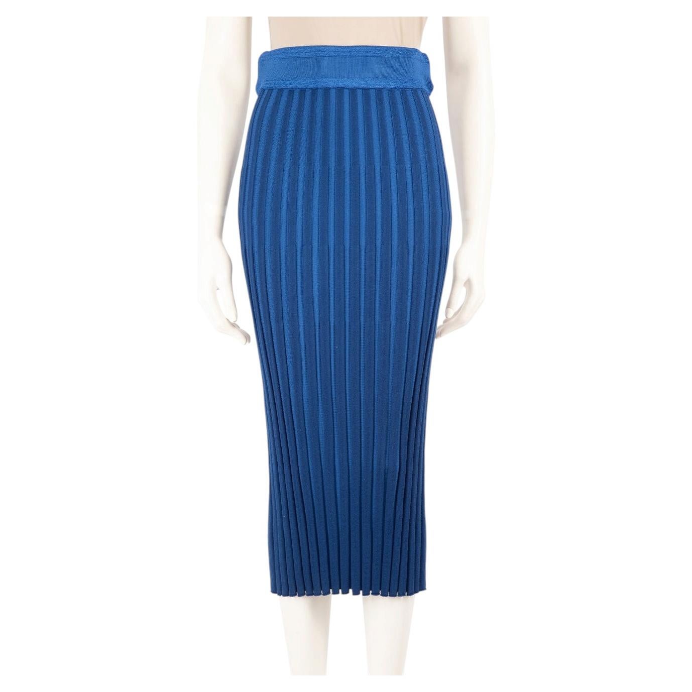 Altuzarra Blue Ribbed Midi Knit Skirt Size S