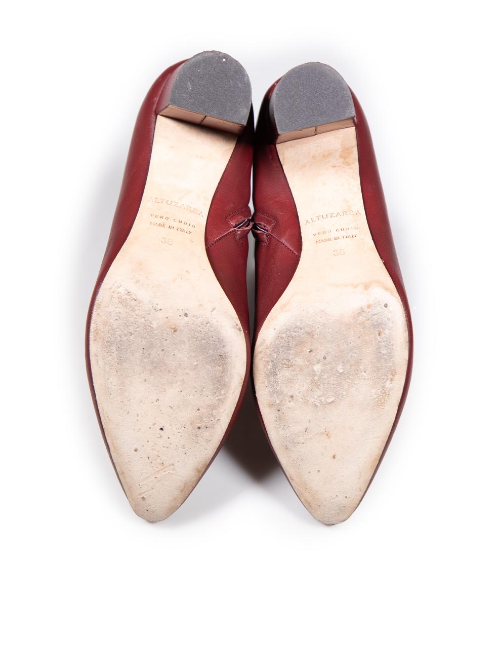 Altuzarra Burgundy Leather Heeled Ankle Boots Size IT 38 In Good Condition For Sale In London, GB