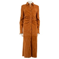 Altuzarra - Vestito midi increspato in camoscio color cammello Taglia XXXL
