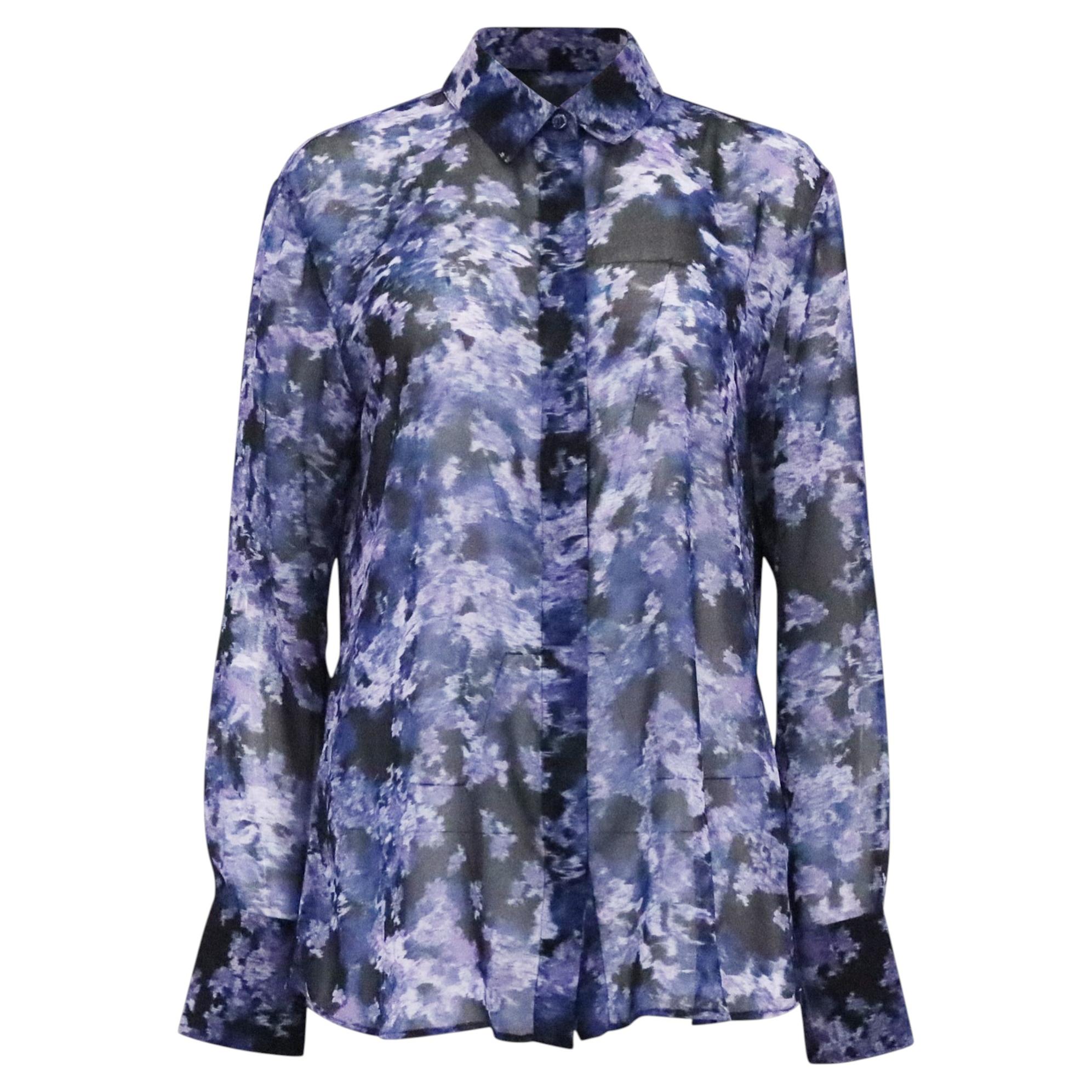 Camicetta stampata Chika di Altuzarra in poliestere blu navy in vendita
