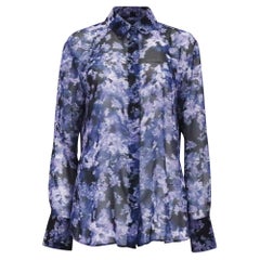 Altuzarra Chika Printed Blouse in Navy Blue Polyester