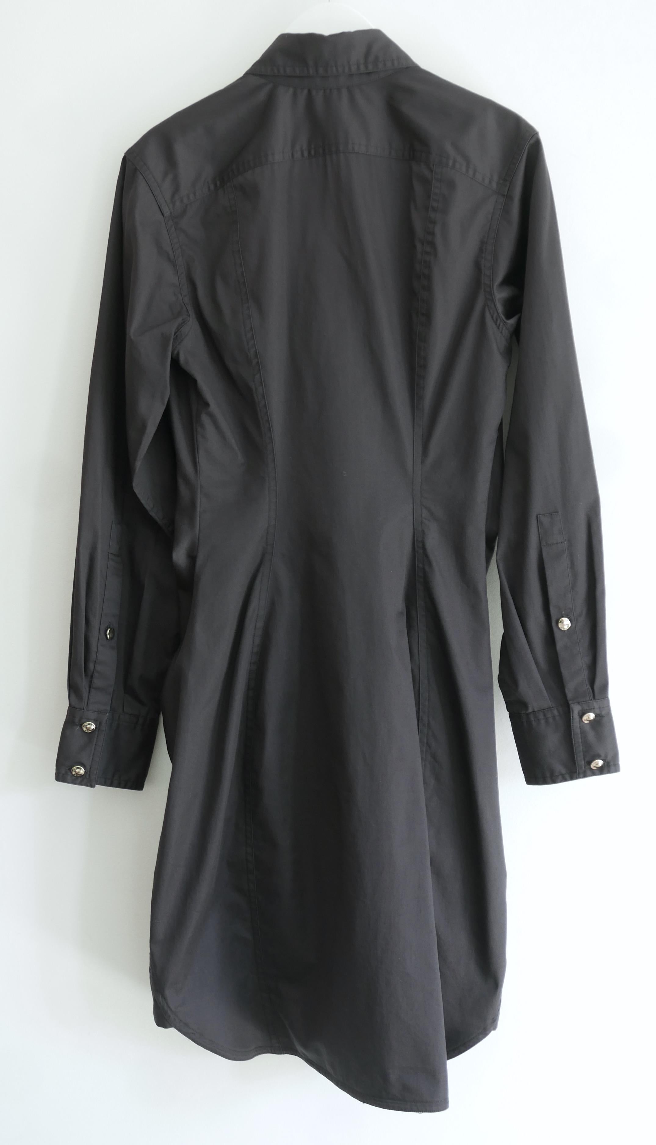 Gorgeous Altuzarra Chloris tie-waist cotton-poplin shirt dress. Bought for £850 and worn once. Made from soft charcoal black cotton, it has a beautifully tailored fit with exaggerated ties to waist, triple button cuffs, curved hem and neat collar.