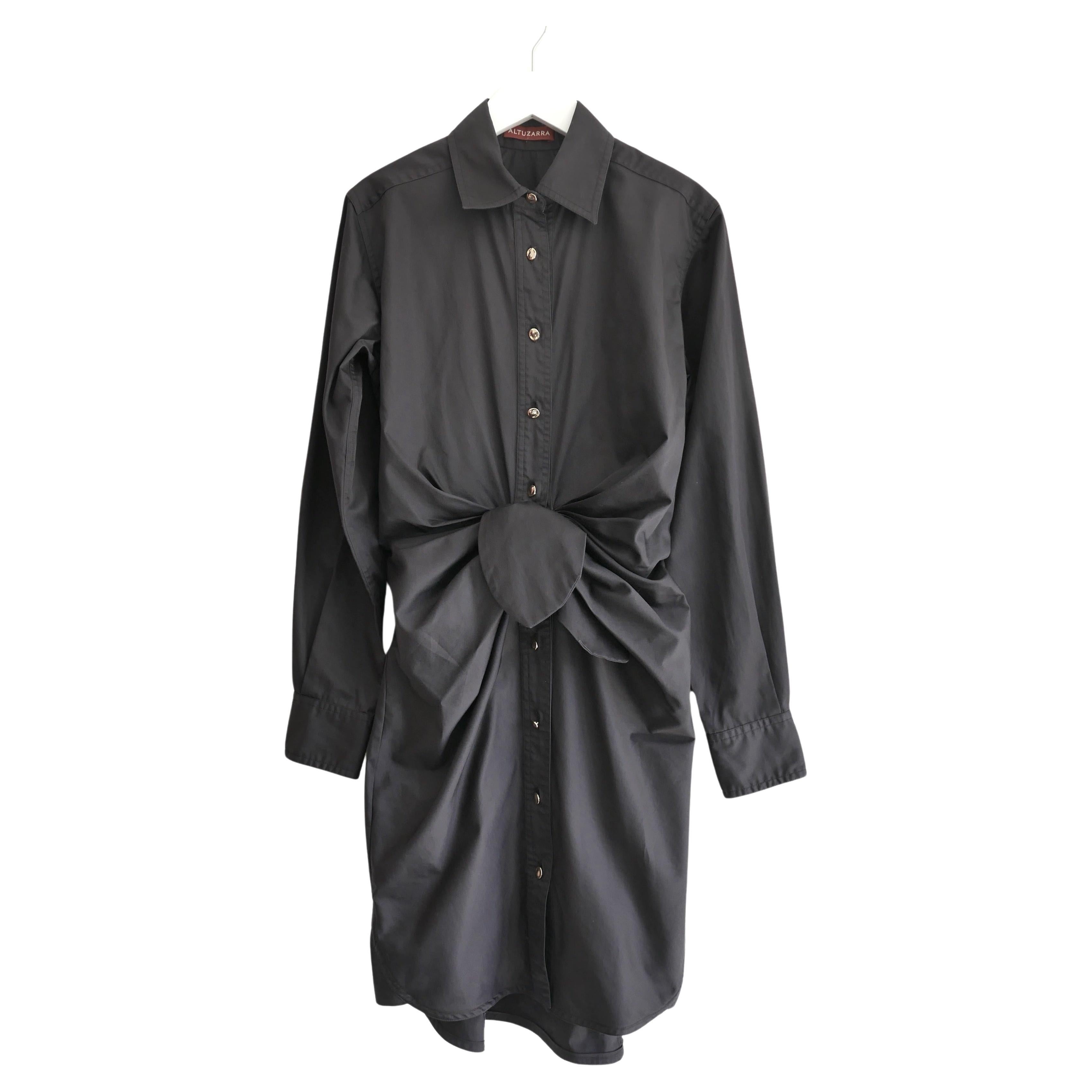 Altuzarra Chloris tie-waist black cotton-poplin shirt dress For Sale