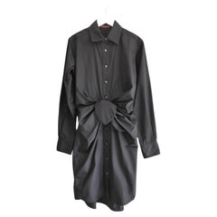 Schwarzes Hemdkleid aus Baumwollplint mit Krawattenärmeln von Altuzarra Chloris