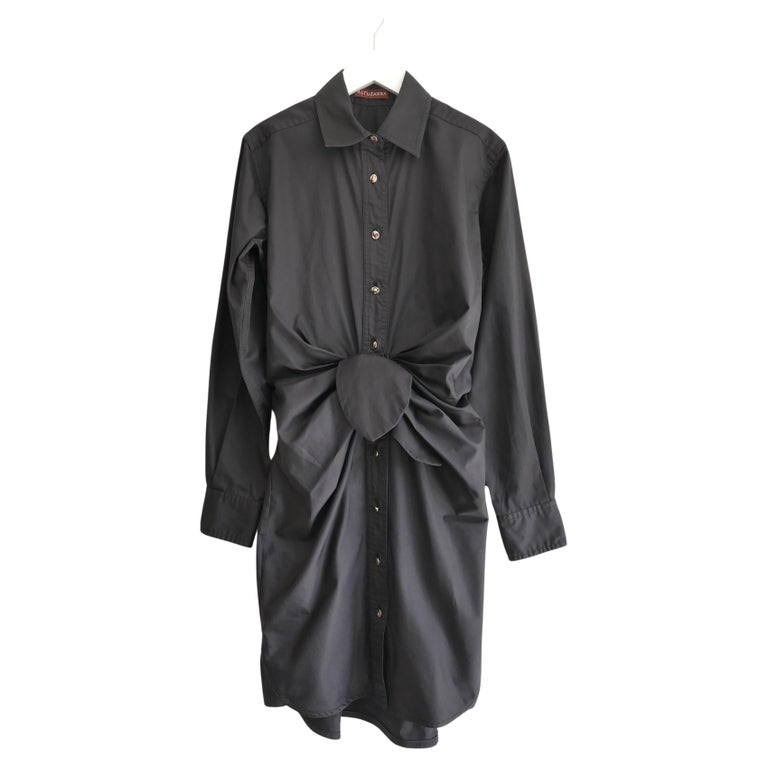Altuzarra Chloris Tie-waist Black Cotton-poplin Shirt Dress