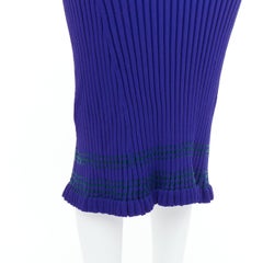 ALTUZARRA cobalt blue green topstitch ribbed bodycon V neck dress L