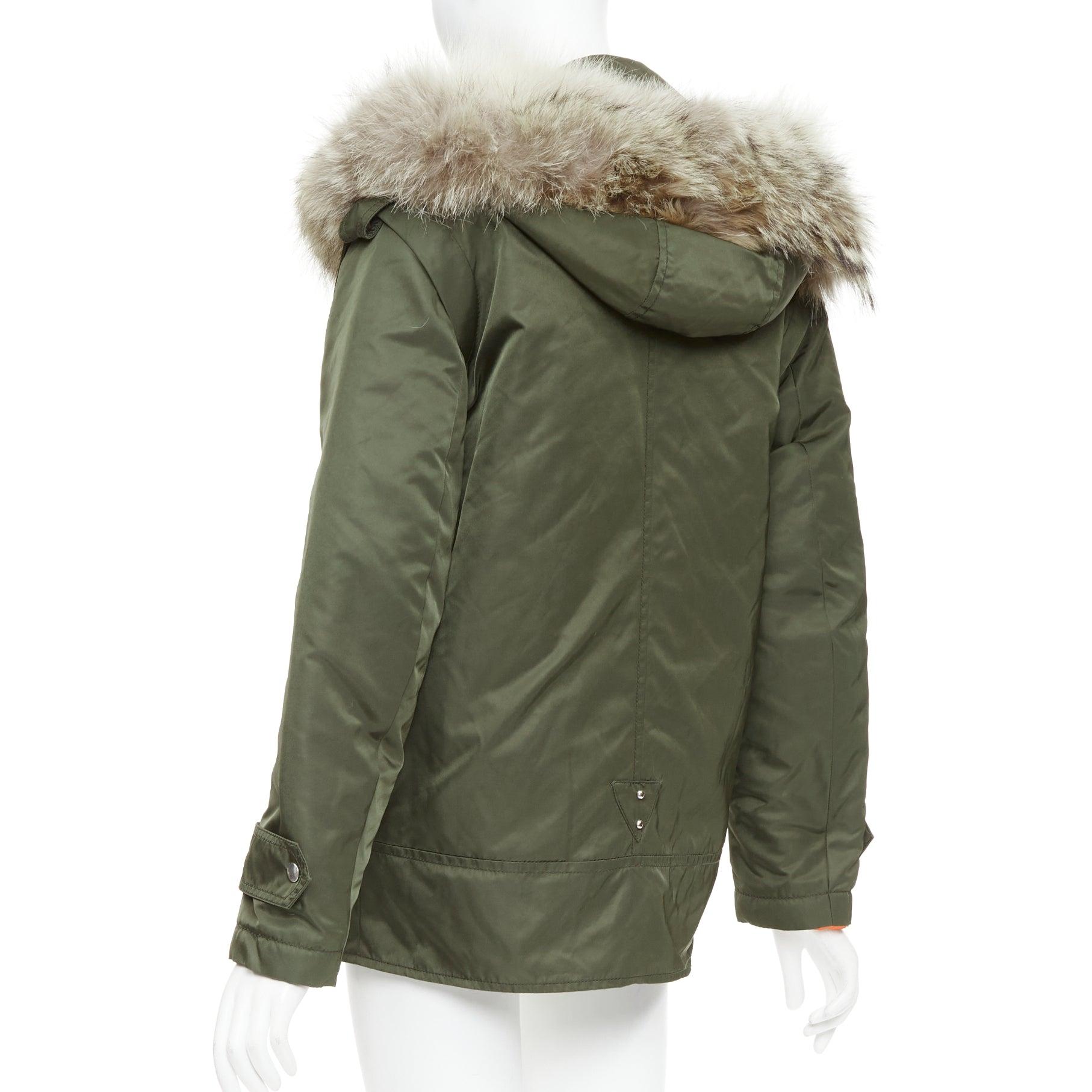 ALTUZARRA Parka utilitaria de Chipre con capucha ribeteada en piel y hebilla de nailon verde FR36 S en venta 2