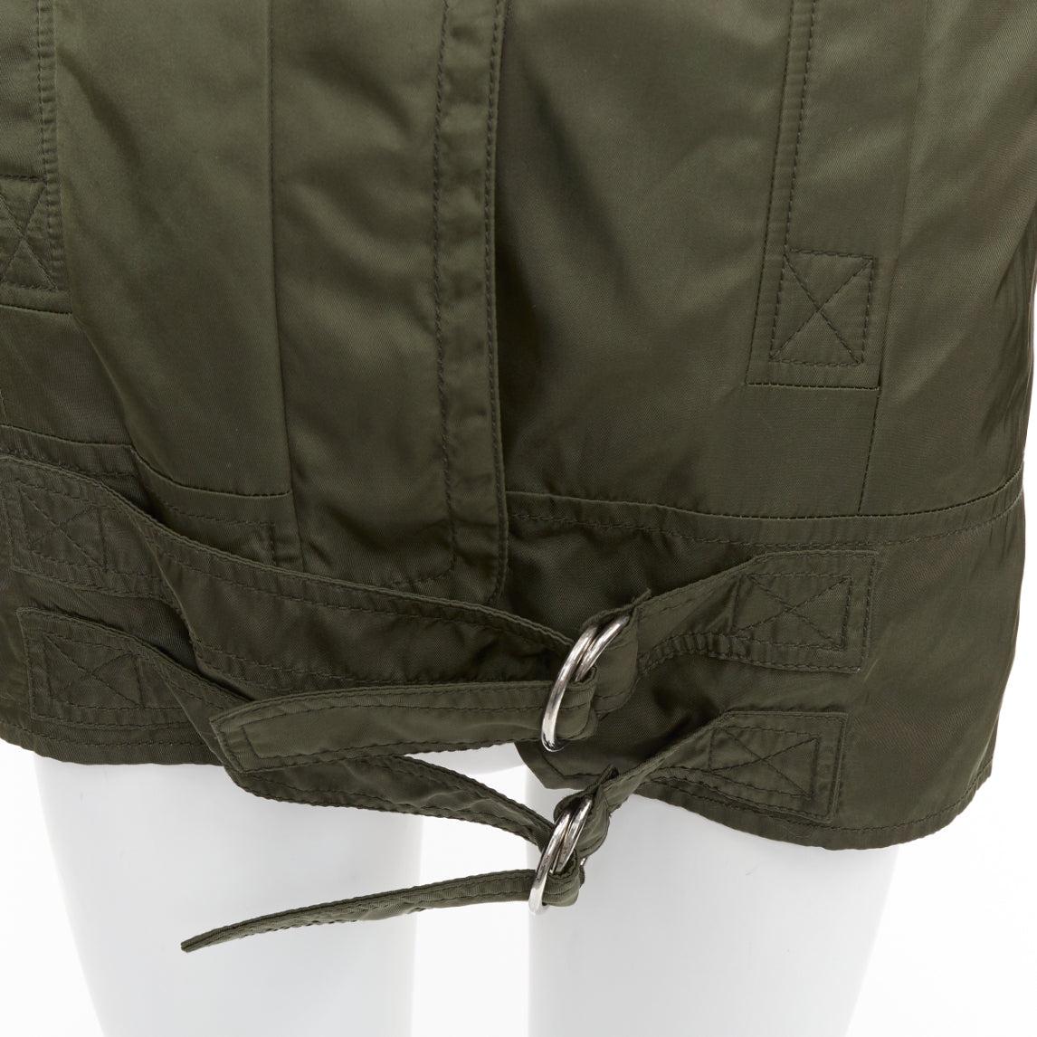 ALTUZARRA Parka utilitaria de Chipre con capucha ribeteada en piel y hebilla de nailon verde FR36 S en venta 3