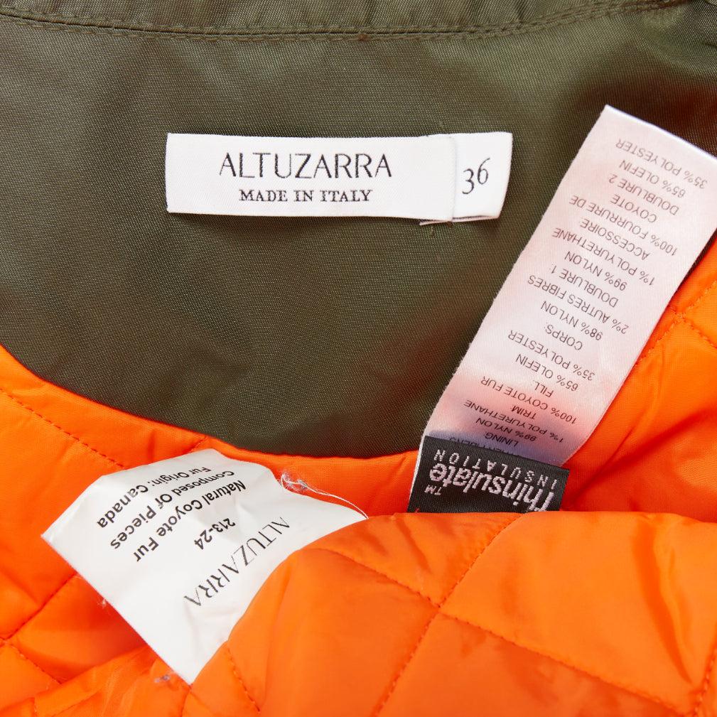 ALTUZARRA Parka utilitaria de Chipre con capucha ribeteada en piel y hebilla de nailon verde FR36 S en venta 4