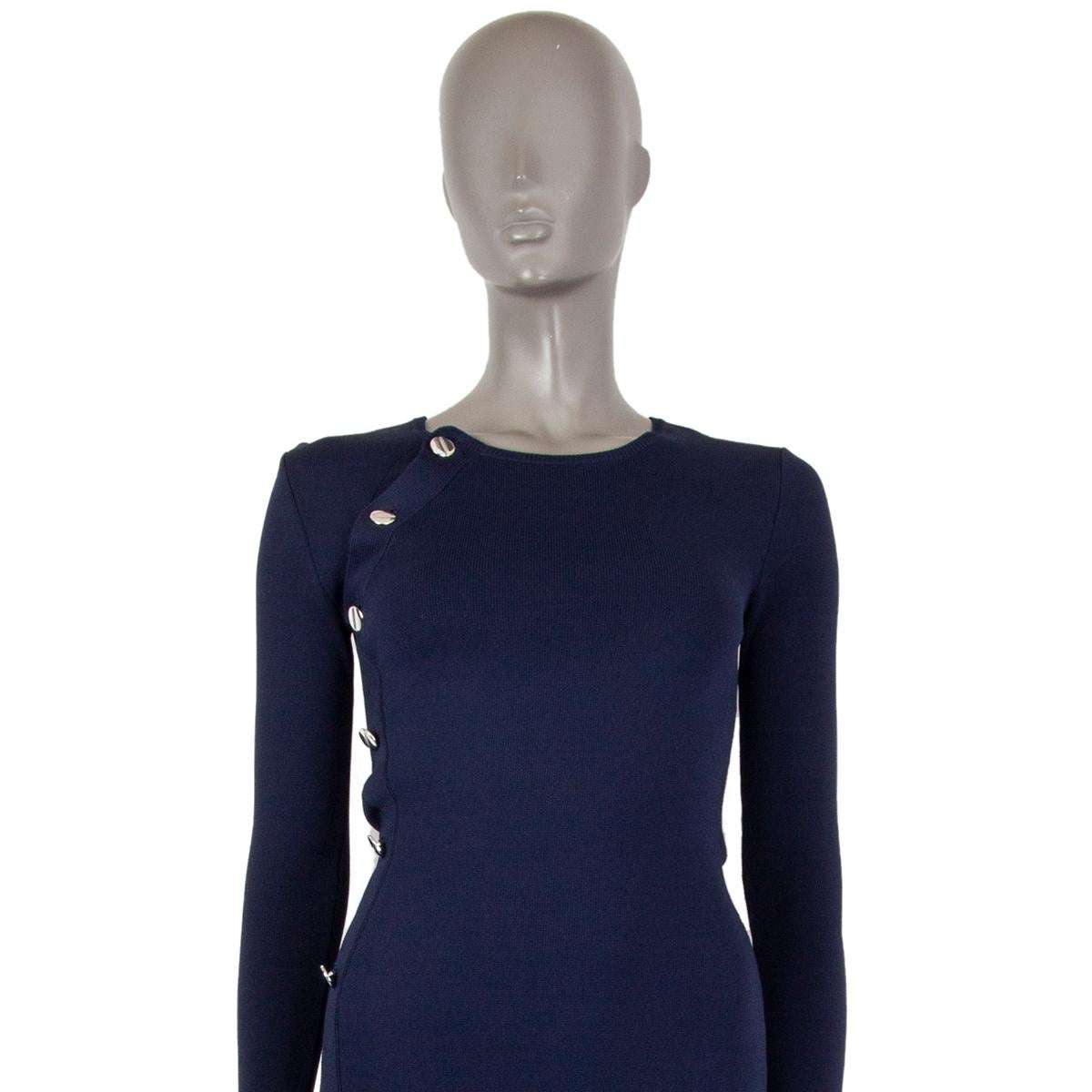 Black ALTUZARRA dark blue viscose SIDE BUTTON MIDI KNIT Dress XS For Sale