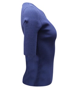 Altuzarra „Dory“ – geripptes Strickoberteil aus blauer Viskose