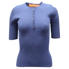 Altuzarra „Dory“ – geripptes Strickoberteil aus blauer Viskose