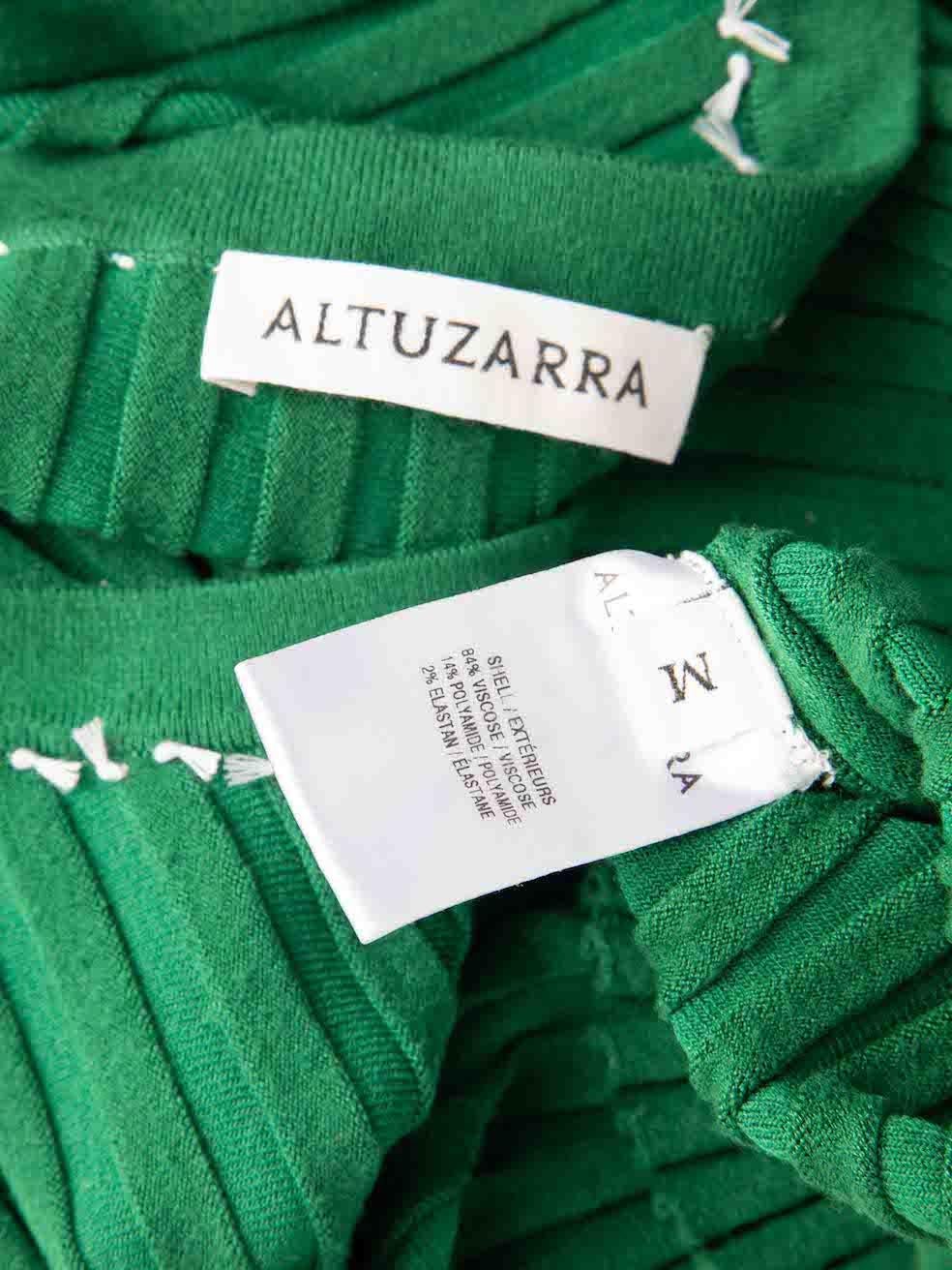 Altuzarra Green Stitch Detail Ribbed Knit Top Size M 3