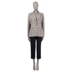 ALTUZARRA grey wool FLORAL PRINCE OF WALES CHECK Blazer Jacket 42 M
